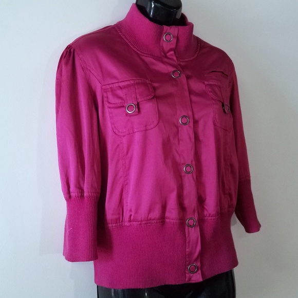 OUTER EDGE Pink Crop Bomber Jacket JR XL - Picture 2 of 8